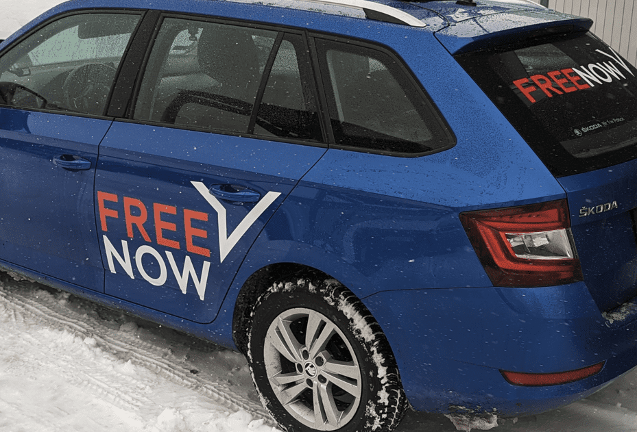 Company logo advertising for car