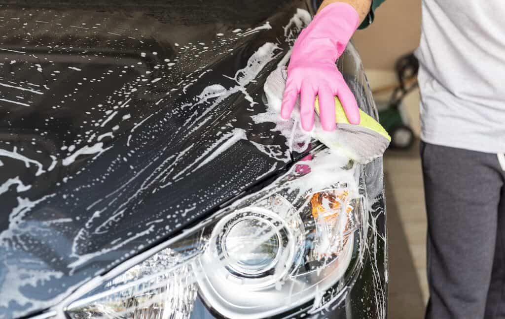 washing the car before wrapping