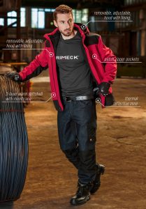 red winter workwear jacket